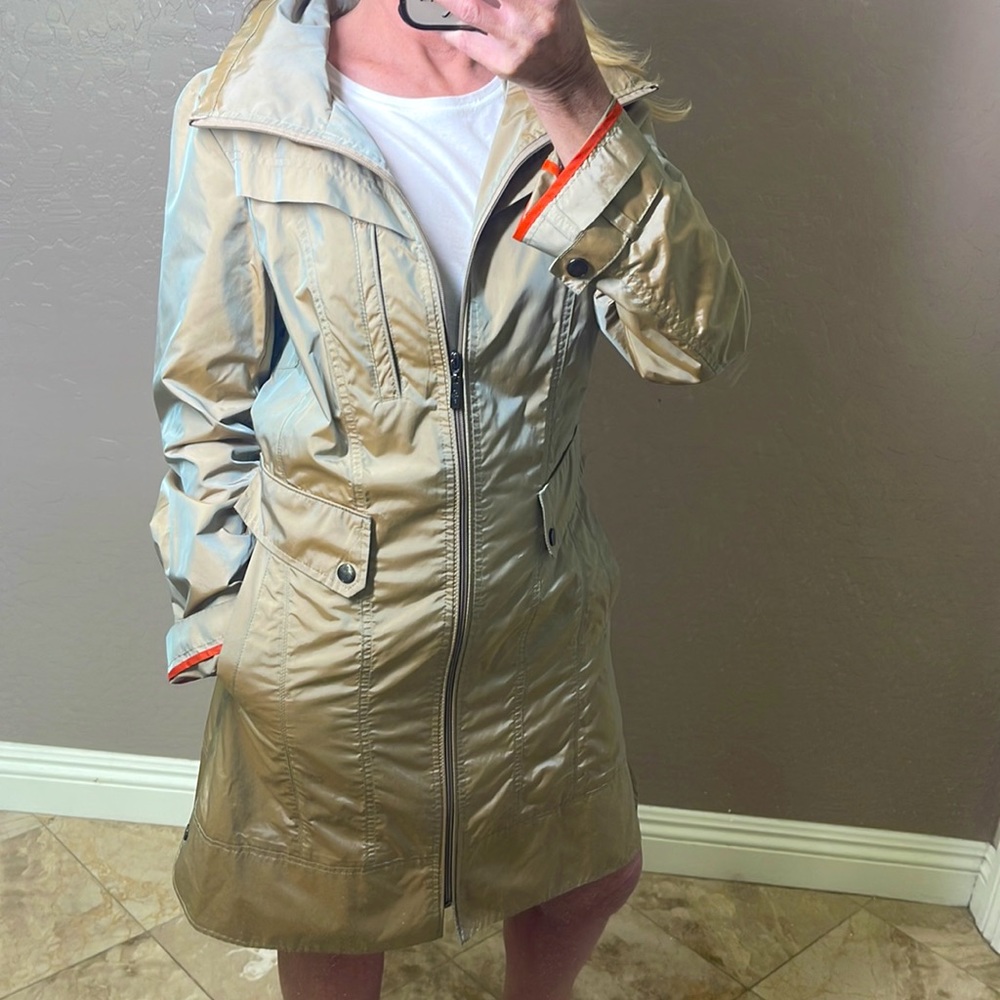 Cole Haan Packable Raincoat Trench Jacket Coat Size Champagne Small